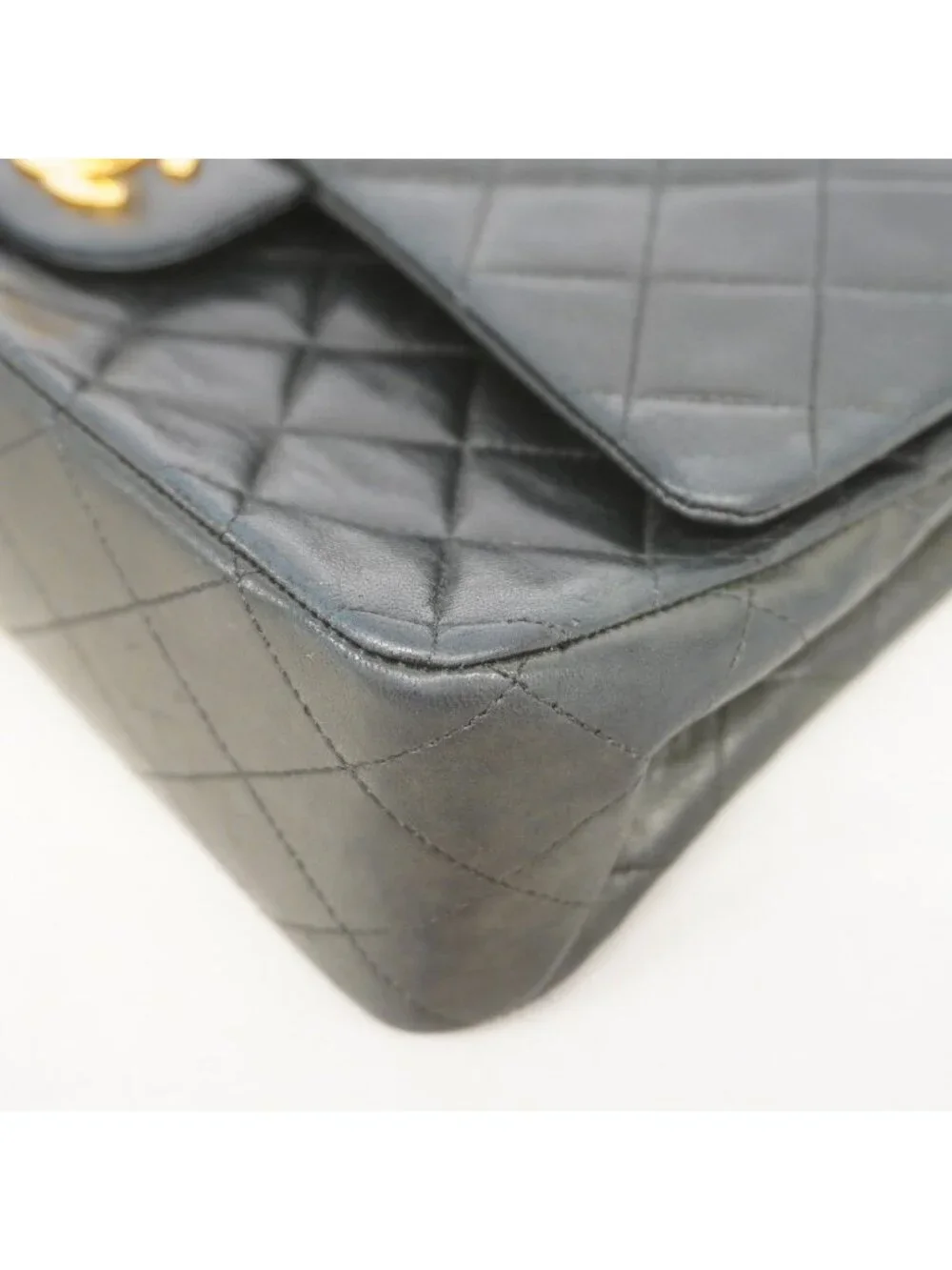 Chanel Shoulder Bag Quilted Lambskin Black Gold